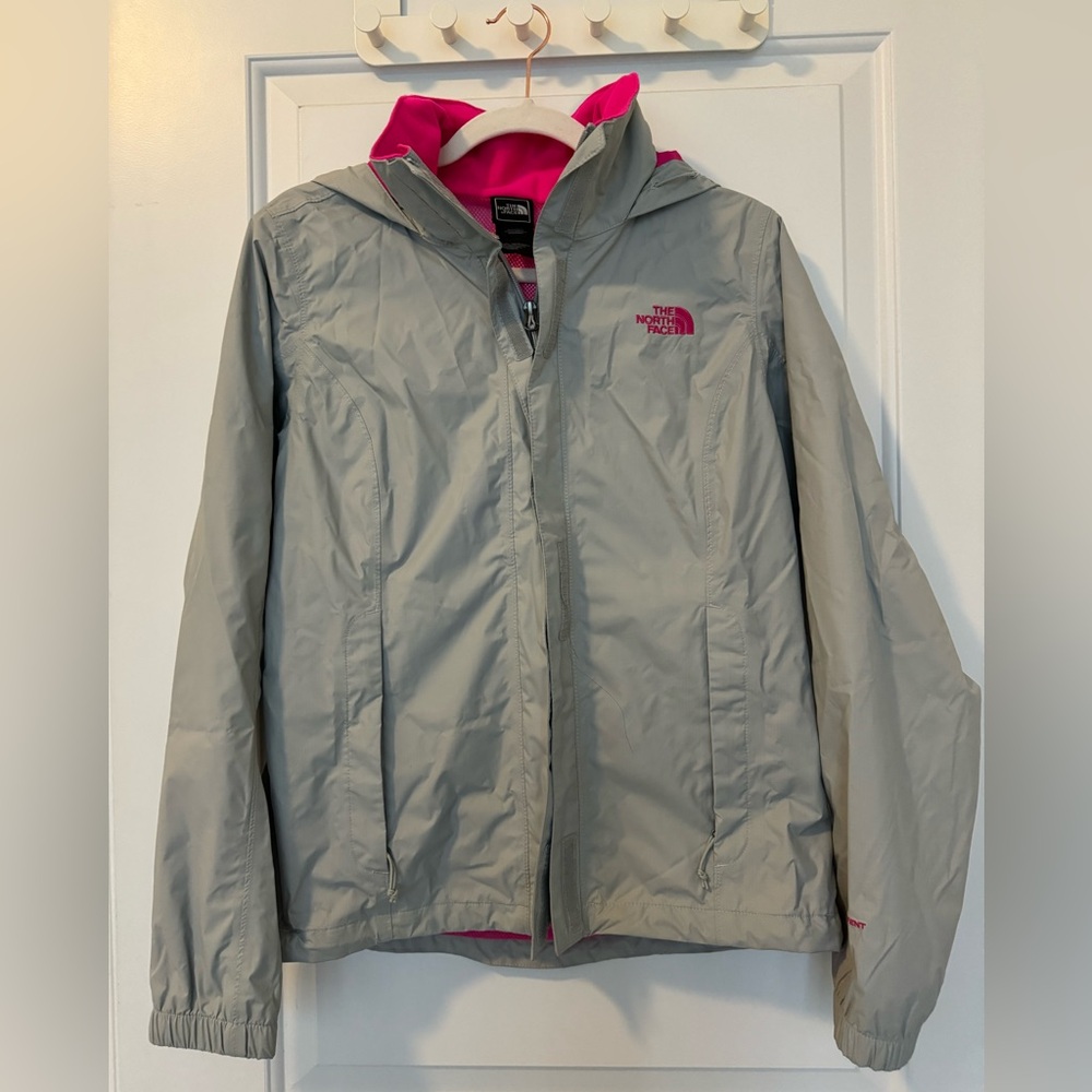 North face light zipper jacket grey and pink, size S